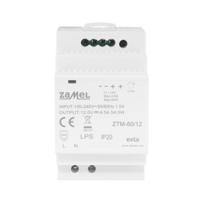 Zasilacz impulsowy montowany na szynie TH-35 (DIN) 60W 12V DC TYP: ZTM-60/12 ZAMEL (EXT10000283-WUN)